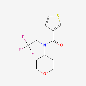 molecular formula C12H14F3NO2S B3010203 N-(OXAN-4-YL)-N-(2,2,2-TRIFLUOROETHYL)THIOPHENE-3-CARBOXAMIDE CAS No. 1428370-67-5