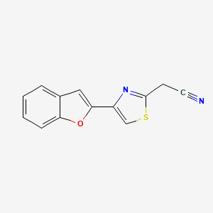 molecular formula C13H8N2OS B3010238 [4-(1-Benzofuran-2-yl)-1,3-thiazol-2-yl]acetonitrile CAS No. 851399-94-5