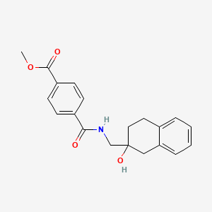 molecular formula C20H21NO4 B3010240 Methyl 4-(((2-hydroxy-1,2,3,4-tetrahydronaphthalen-2-yl)methyl)carbamoyl)benzoate CAS No. 1421465-93-1