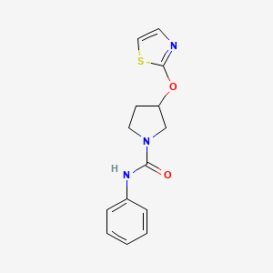 molecular formula C14H15N3O2S B3010269 N-phenyl-3-(1,3-thiazol-2-yloxy)pyrrolidine-1-carboxamide CAS No. 2197783-82-5