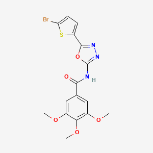 molecular formula C16H14BrN3O5S B3010320 N-[5-(5-bromothiophen-2-yl)-1,3,4-oxadiazol-2-yl]-3,4,5-trimethoxybenzamide CAS No. 1021036-18-9