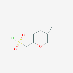 molecular formula C8H15ClO3S B3010431 (5,5-Dimethyloxan-2-yl)methanesulfonyl chloride CAS No. 2126178-30-9