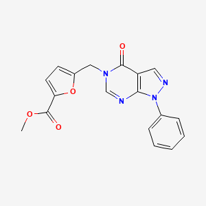 molecular formula C18H14N4O4 B3010437 methyl 5-({4-oxo-1-phenyl-1H,4H,5H-pyrazolo[3,4-d]pyrimidin-5-yl}methyl)furan-2-carboxylate CAS No. 852440-45-0