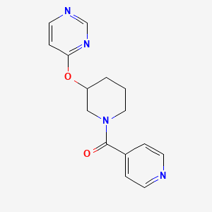 molecular formula C15H16N4O2 B3010447 Pyridin-4-yl(3-(pyrimidin-4-yloxy)piperidin-1-yl)methanone CAS No. 2034523-70-9