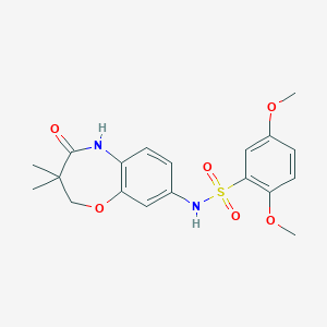 molecular formula C19H22N2O6S B3010454 N-(3,3-dimethyl-4-oxo-2,3,4,5-tetrahydrobenzo[b][1,4]oxazepin-8-yl)-2,5-dimethoxybenzenesulfonamide CAS No. 921993-60-4