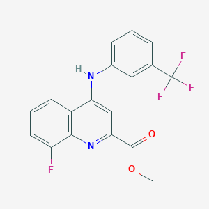 molecular formula C18H12F4N2O2 B3010472 Methyl 8-fluoro-4-{[3-(trifluoromethyl)phenyl]amino}quinoline-2-carboxylate CAS No. 1207009-81-1