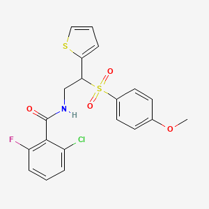 molecular formula C20H17ClFNO4S2 B3010477 2-CHLORO-6-FLUORO-N-[2-(4-METHOXYBENZENESULFONYL)-2-(THIOPHEN-2-YL)ETHYL]BENZAMIDE CAS No. 946297-56-9