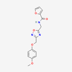 molecular formula C16H15N3O5 B3010541 N-((3-((4-methoxyphenoxy)methyl)-1,2,4-oxadiazol-5-yl)methyl)furan-2-carboxamide CAS No. 1226449-54-2