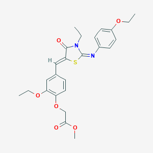 molecular formula C25H28N2O6S B301055 methyl {2-ethoxy-4-[(Z)-{(2E)-2-[(4-ethoxyphenyl)imino]-3-ethyl-4-oxo-1,3-thiazolidin-5-ylidene}methyl]phenoxy}acetate 
