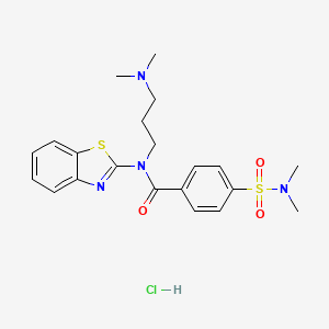 molecular formula C21H27ClN4O3S2 B3010634 N-(benzo[d]thiazol-2-yl)-N-(3-(dimethylamino)propyl)-4-(N,N-dimethylsulfamoyl)benzamide hydrochloride CAS No. 1215726-69-4