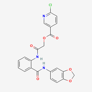 molecular formula C22H16ClN3O6 B3010686 [2-[2-(1,3-Benzodioxol-5-ylcarbamoyl)anilino]-2-oxoethyl] 6-chloropyridine-3-carboxylate CAS No. 878108-37-3