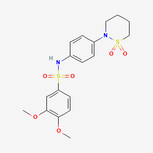 molecular formula C18H22N2O6S2 B3010688 N-(4-(1,1-dioxido-1,2-thiazinan-2-yl)phenyl)-3,4-dimethoxybenzenesulfonamide CAS No. 899731-93-2