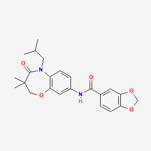 molecular formula C23H26N2O5 B3010739 N-(5-isobutyl-3,3-dimethyl-4-oxo-2,3,4,5-tetrahydrobenzo[b][1,4]oxazepin-8-yl)benzo[d][1,3]dioxole-5-carboxamide CAS No. 921810-33-5