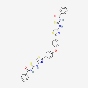 molecular formula C34H24N6O3S4 B3010742 N-[[2-[4-[4-[4-(benzoylcarbamothioylamino)-1,3-thiazol-2-yl]phenoxy]phenyl]-1,3-thiazol-4-yl]carbamothioyl]benzamide CAS No. 397288-98-1