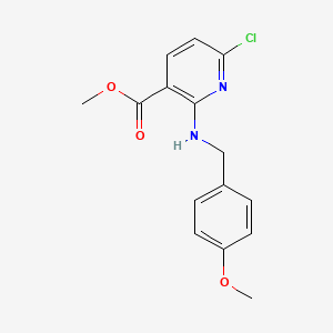 molecular formula C15H15ClN2O3 B3010761 Methyl 6-chloro-2-((4-methoxybenzyl)amino)nicotinate CAS No. 1356353-33-7