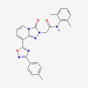 molecular formula C25H22N6O3 B3010762 N-(2,6-dimethylphenyl)-2-{8-[3-(4-methylphenyl)-1,2,4-oxadiazol-5-yl]-3-oxo[1,2,4]triazolo[4,3-a]pyridin-2(3H)-yl}acetamide CAS No. 1261004-18-5