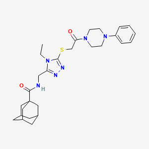 molecular formula C28H38N6O2S B3010766 N-[(4-ethyl-5-{[2-oxo-2-(4-phenylpiperazin-1-yl)ethyl]sulfanyl}-4H-1,2,4-triazol-3-yl)methyl]adamantane-1-carboxamide CAS No. 476438-43-4