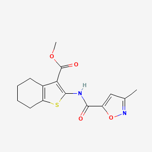 molecular formula C15H16N2O4S B3010771 Methyl 2-(3-methylisoxazole-5-carboxamido)-4,5,6,7-tetrahydrobenzo[b]thiophene-3-carboxylate CAS No. 953235-08-0