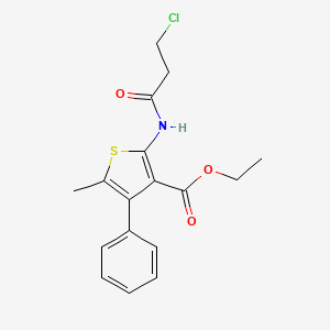 molecular formula C17H18ClNO3S B3010774 Ethyl 2-(3-chloropropanamido)-5-methyl-4-phenylthiophene-3-carboxylate CAS No. 497091-41-5