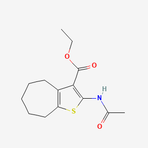 molecular formula C14H19NO3S B3010792 ethyl 2-(acetylamino)-5,6,7,8-tetrahydro-4H-cyclohepta[b]thiophene-3-carboxylate CAS No. 63826-33-5