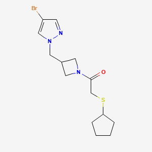 1-[3-[(4-Bromopyrazol-1-yl)methyl]azetidin-1-yl]-2-cyclopentylsulfanylethanone