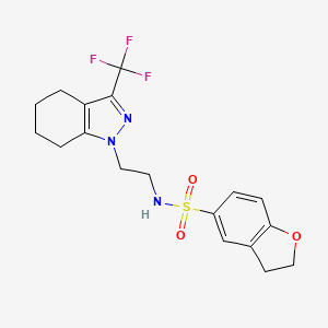 molecular formula C18H20F3N3O3S B3010879 N-(2-(3-(trifluoromethyl)-4,5,6,7-tetrahydro-1H-indazol-1-yl)ethyl)-2,3-dihydrobenzofuran-5-sulfonamide CAS No. 1796967-16-2