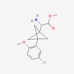molecular formula C15H18ClNO3 B3010885 Methyl 2-amino-2-[3-(5-chloro-2-methoxyphenyl)-1-bicyclo[1.1.1]pentanyl]acetate CAS No. 2287259-48-5