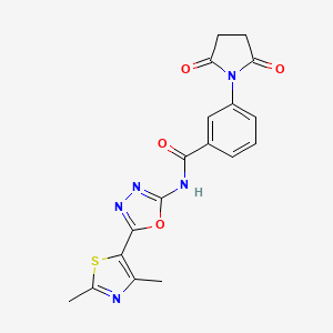 molecular formula C18H15N5O4S B3010908 N-[5-(2,4-dimethyl-1,3-thiazol-5-yl)-1,3,4-oxadiazol-2-yl]-3-(2,5-dioxopyrrolidin-1-yl)benzamide CAS No. 1251578-63-8