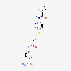 N-(6-((4-((4-carbamoylphenyl)amino)-4-oxobutyl)thio)pyridazin-3-yl)furan-2-carboxamide
