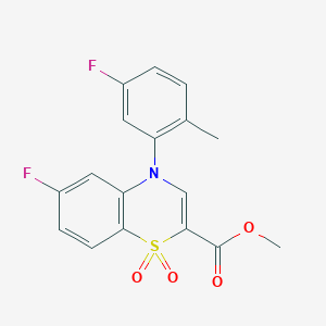 molecular formula C17H13F2NO4S B3010927 methyl 6-fluoro-4-(5-fluoro-2-methylphenyl)-4H-1,4-benzothiazine-2-carboxylate 1,1-dioxide CAS No. 1291852-56-6
