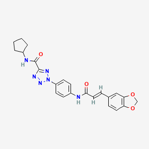 (E)-2-(4-(3-(benzo[d][1,3]dioxol-5-yl)acrylamido)phenyl)-N-cyclopentyl-2H-tetrazole-5-carboxamide
