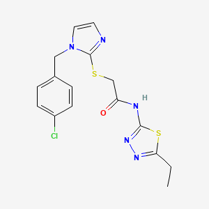 2-[1-[(4-chlorophenyl)methyl]imidazol-2-yl]sulfanyl-N-(5-ethyl-1,3,4-thiadiazol-2-yl)acetamide