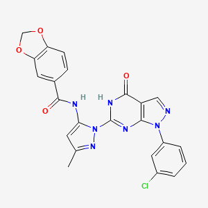 N-(1-(1-(3-chlorophenyl)-4-oxo-4,5-dihydro-1H-pyrazolo[3,4-d]pyrimidin-6-yl)-3-methyl-1H-pyrazol-5-yl)benzo[d][1,3]dioxole-5-carboxamide