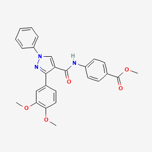 molecular formula C26H23N3O5 B3010963 methyl 4-[3-(3,4-dimethoxyphenyl)-1-phenyl-1H-pyrazole-4-amido]benzoate CAS No. 882228-99-1