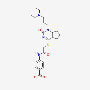 molecular formula C24H32N4O4S B3010979 methyl 4-(2-((1-(3-(diethylamino)propyl)-2-oxo-2,5,6,7-tetrahydro-1H-cyclopenta[d]pyrimidin-4-yl)thio)acetamido)benzoate CAS No. 898434-78-1