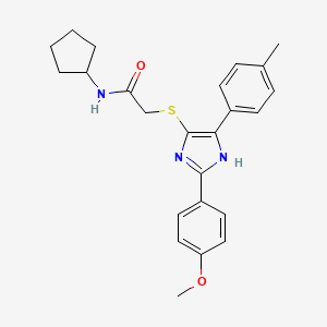 molecular formula C24H27N3O2S B3010980 N-cyclopentyl-2-((2-(4-methoxyphenyl)-5-(p-tolyl)-1H-imidazol-4-yl)thio)acetamide CAS No. 901258-05-7