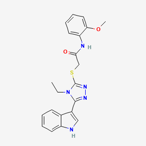 molecular formula C21H21N5O2S B3010983 2-((4-ethyl-5-(1H-indol-3-yl)-4H-1,2,4-triazol-3-yl)thio)-N-(2-methoxyphenyl)acetamide CAS No. 832680-82-7