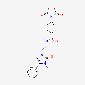 molecular formula C22H21N5O4 B3010992 4-(2,5-dioxopyrrolidin-1-yl)-N-(2-(4-methyl-5-oxo-3-phenyl-4,5-dihydro-1H-1,2,4-triazol-1-yl)ethyl)benzamide CAS No. 1203318-83-5