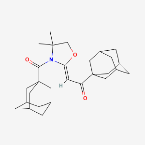 molecular formula C28H39NO3 B3010999 1-Adamantanyl-2-[3-(adamantanylcarbonyl)-4,4-dimethyl(1,3-oxazolidin-2-ylidene)]ethan-1-one CAS No. 887198-32-5