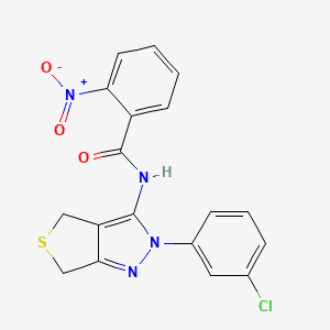 molecular formula C18H13ClN4O3S B3011001 N-[2-(3-氯苯基)-4,6-二氢噻并[3,4-c]吡唑-3-基]-2-硝基苯甲酰胺 CAS No. 450340-77-9