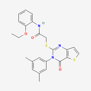 molecular formula C24H23N3O3S2 B3011004 2-{[3-(3,5-dimethylphenyl)-4-oxo-3,4-dihydrothieno[3,2-d]pyrimidin-2-yl]sulfanyl}-N-(2-ethoxyphenyl)acetamide CAS No. 1260630-78-1