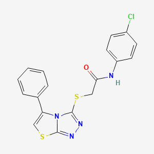 molecular formula C18H13ClN4OS2 B3011023 N-(4-氯苯基)-2-((5-苯基噻唑并[2,3-c][1,2,4]三唑-3-基)硫代)乙酰胺 CAS No. 671199-68-1