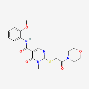 molecular formula C19H22N4O5S B3011029 N-(2-methoxyphenyl)-1-methyl-2-{[2-(morpholin-4-yl)-2-oxoethyl]sulfanyl}-6-oxo-1,6-dihydropyrimidine-5-carboxamide CAS No. 894039-00-0