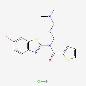 molecular formula C17H19ClFN3OS2 B3011061 N-(3-(dimethylamino)propyl)-N-(6-fluorobenzo[d]thiazol-2-yl)thiophene-2-carboxamide hydrochloride CAS No. 1216805-30-9