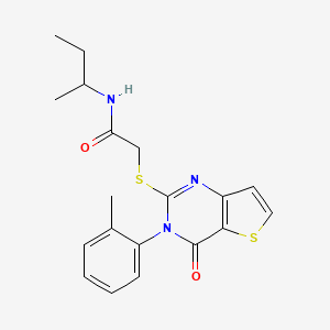 molecular formula C19H21N3O2S2 B3011081 N-(butan-2-yl)-2-{[3-(2-methylphenyl)-4-oxo-3,4-dihydrothieno[3,2-d]pyrimidin-2-yl]sulfanyl}acetamide CAS No. 1291856-98-8