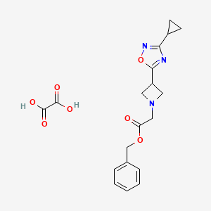 molecular formula C19H21N3O7 B3011082 Benzyl 2-(3-(3-cyclopropyl-1,2,4-oxadiazol-5-yl)azetidin-1-yl)acetate oxalate CAS No. 1396799-93-1