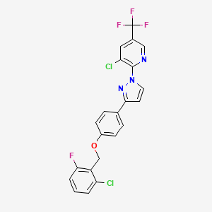 molecular formula C22H13Cl2F4N3O B3011083 3-氯-2-(3-{4-[(2-氯-6-氟苄基)氧基]苯基}-1H-吡唑-1-基)-5-(三氟甲基)吡啶 CAS No. 477711-65-2