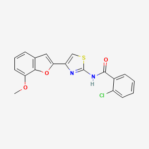 molecular formula C19H13ClN2O3S B3011084 2-chloro-N-(4-(7-methoxybenzofuran-2-yl)thiazol-2-yl)benzamide CAS No. 921565-70-0