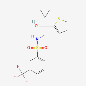 molecular formula C16H16F3NO3S2 B3011110 N-(2-cyclopropyl-2-hydroxy-2-(thiophen-2-yl)ethyl)-3-(trifluoromethyl)benzenesulfonamide CAS No. 1396872-24-4
