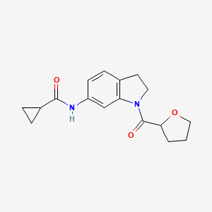 molecular formula C17H20N2O3 B3011127 N-(1-(tetrahydrofuran-2-carbonyl)indolin-6-yl)cyclopropanecarboxamide CAS No. 1058202-50-8